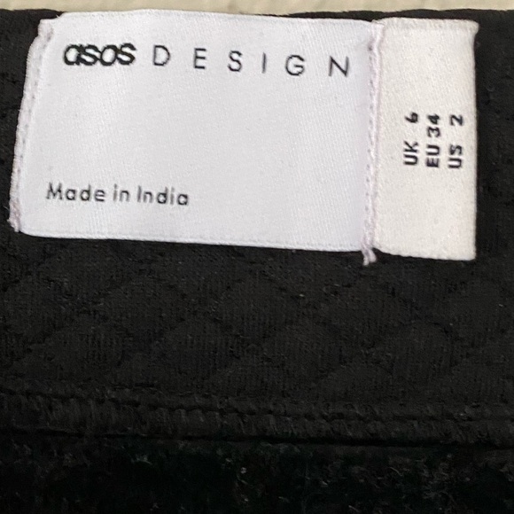 ASOS NWT Black Quilted Mini 90s Dress Babydoll w Ditsy Floral Embroidery Size 2 - Picture 8 of 9